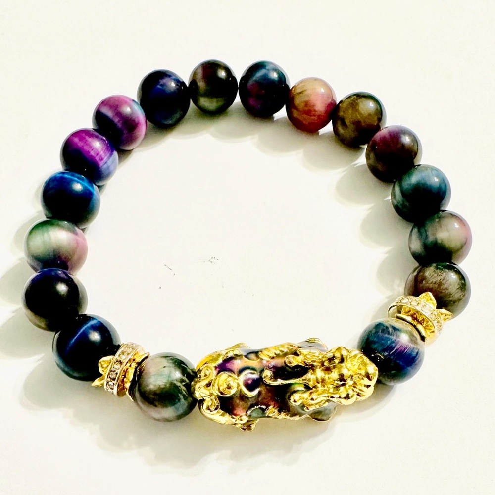 Designer Brand Tiger Eye Bracelet with Mood Tracker Dragon